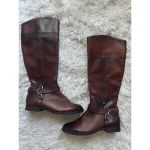 NWT Alex Marie brown cognac leather riding boots  knee high leather 8.5 8 1/2